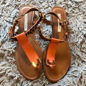 Diane von Furstenberg Coral Leopard Thong Sandals